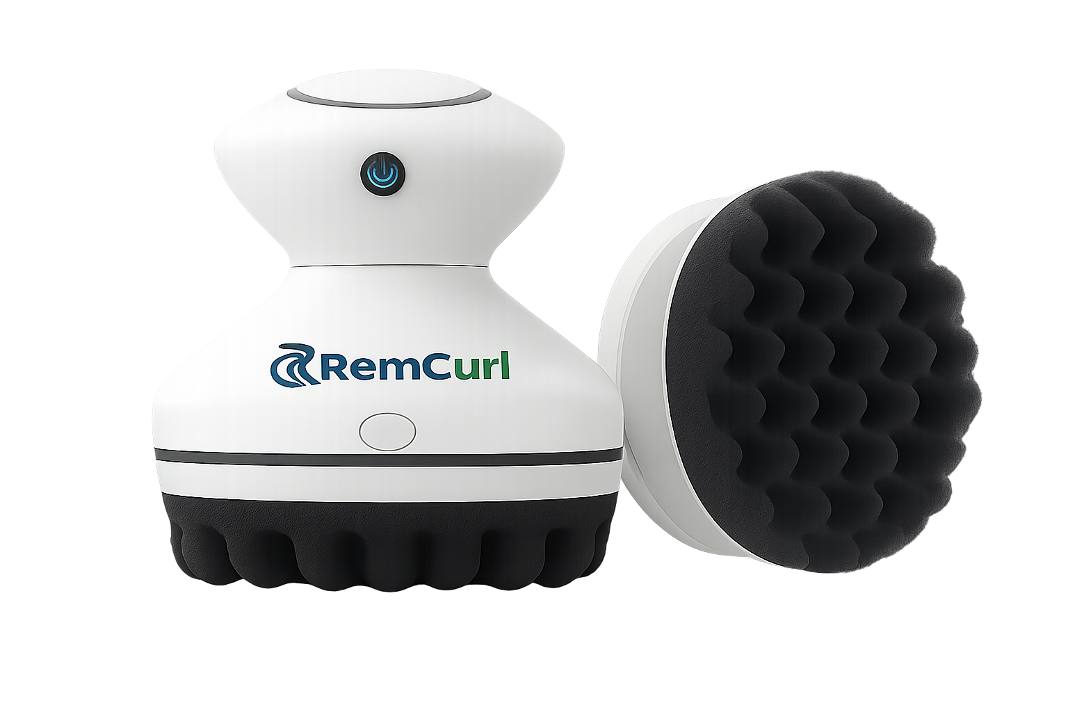 RemCurl with interchangeable styling head showing quick-release attachment system